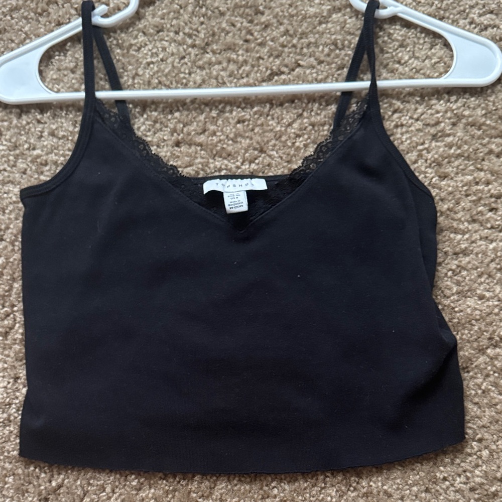 Topshop Black Cami with Lace Detail